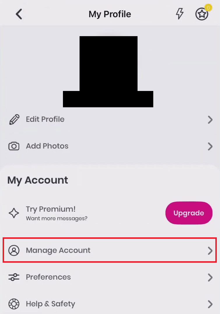 Manage account